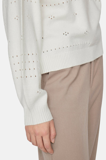 VIRIL L/S O-NECK POINTELLE KNIT TOP-NOOS