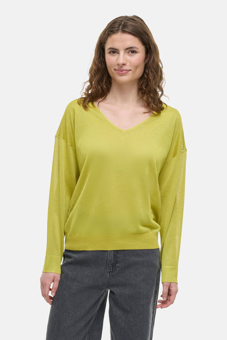 Pull à col en V - jaune