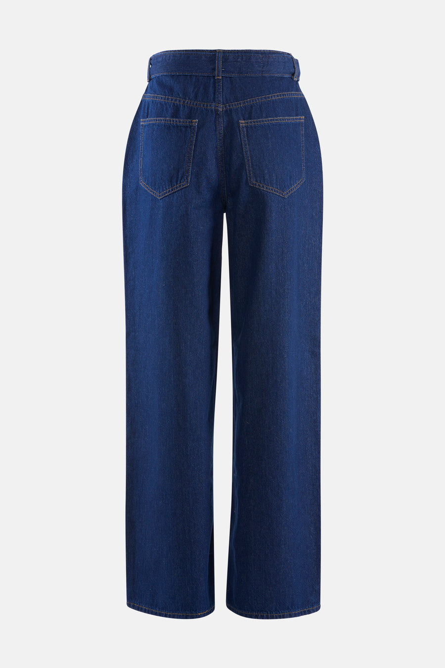 Donkerblauwe straight jeans van VILA, met achterzakken en een rechte pijp.