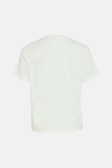 T-shirt blanc à manches courtes de VILA, imprimé sur le dos, couleur unie.