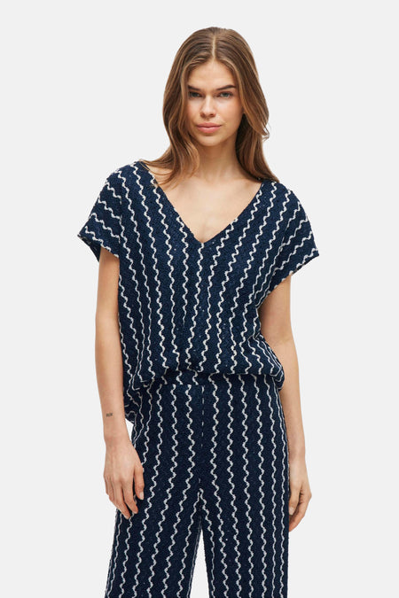 Blouse met korte mouwen - blauw