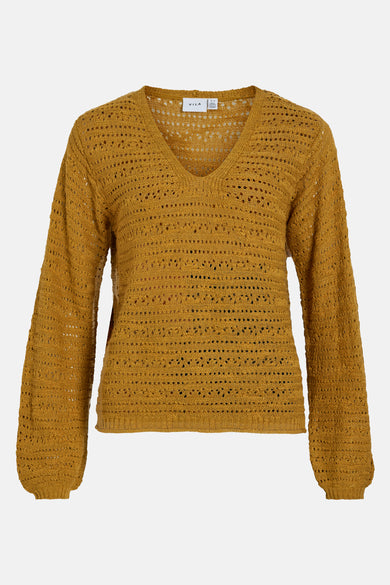 VIPOCA V-NECK L/S STRUCTURE KNIT TOP