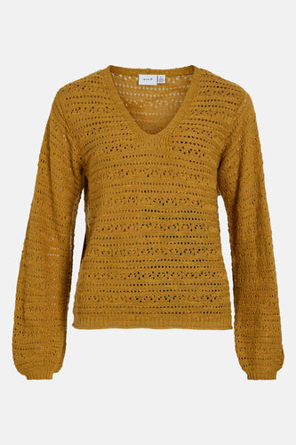 VIPOCA V-NECK L/S STRUCTURE KNIT TOP