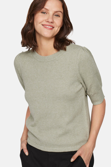 VIRIL 2/4 SLEEVE O-NECK KNIT TOP - NOOS