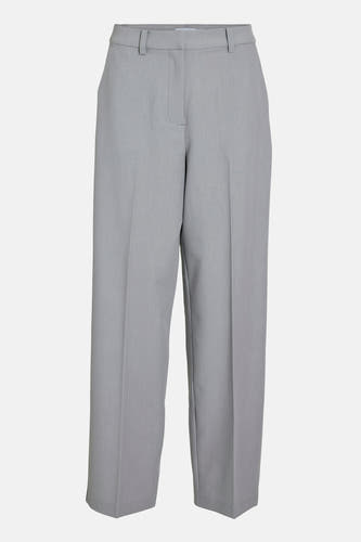 Grijze broek van VILA® met rechte pijpen, persplooien en een gladde textuur.
