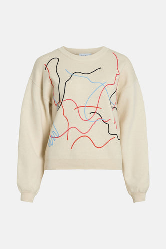 Pull met ronde hals - beige