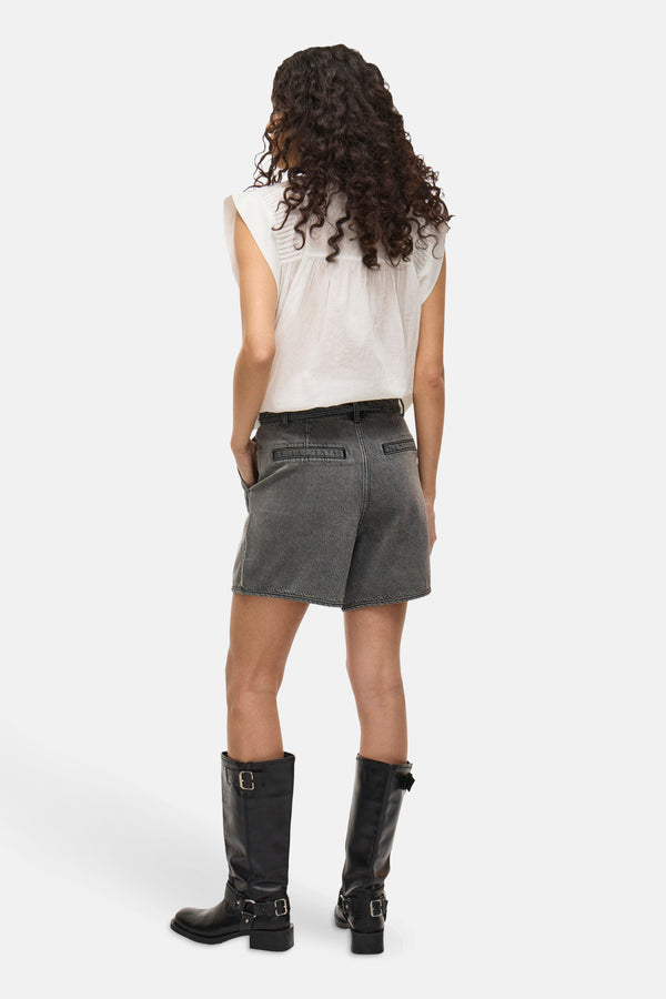 VIKIKI HW BELT DENIM SHORTS DGD