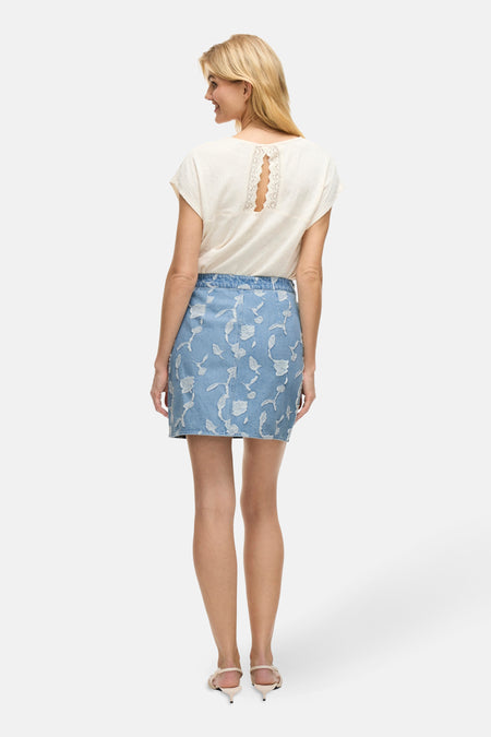 VIIANAIS HW JACQUARD SHORT DENIM SKIRT