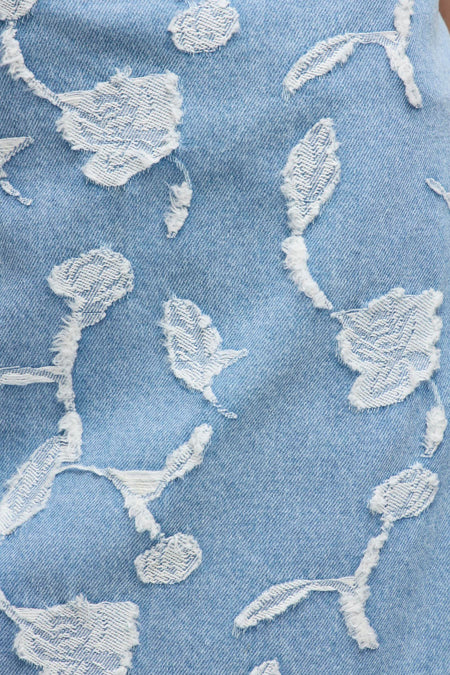 VIIANAIS HW JACQUARD SHORT DENIM SKIRT