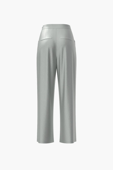 Zilverkleurige broek van VILA® met rechte pijpen en subtiele details.