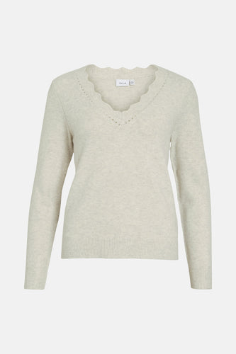 Pull met V-hals - beige - VILA® - 6