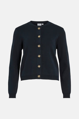 Veste bleue de VILA, avec longues manches et fermeture à boutons.