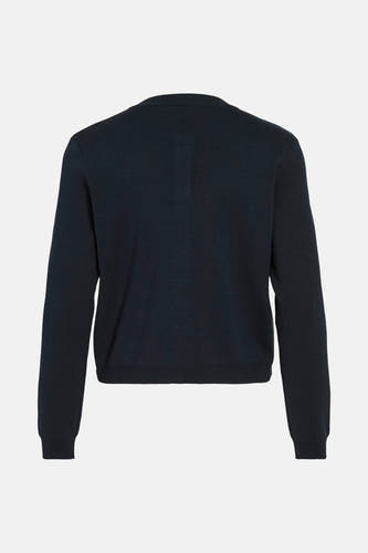 Veste bleue de VILA, avec des manches longues et une fine texture côtelée, vue depuis l'arrière.