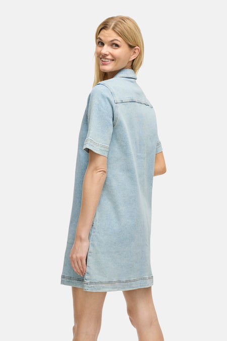 Kleedje met korte mouwen - light blue denim