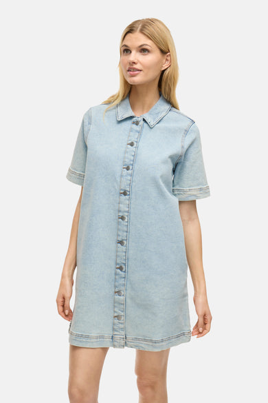Kleedje met korte mouwen - light blue denim