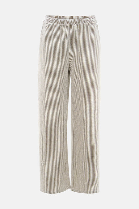 Lichtgekleurde gestreepte broek van VILA® met elastische taille en wijdvallende pijpen.