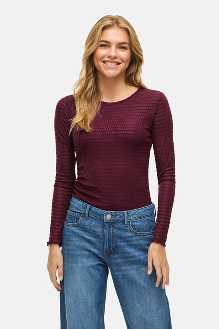 VILARINE O-NECK L/S TOP - NOOS