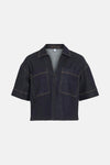 VILEVA V-NECK 2/4 DENIM TOP DBD