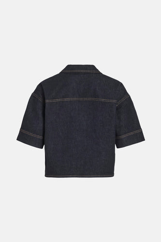 VILEVA V-NECK 2/4 DENIM TOP DBD