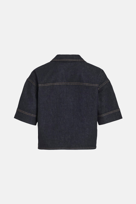 Blouse met korte mouwen - dark blue denim