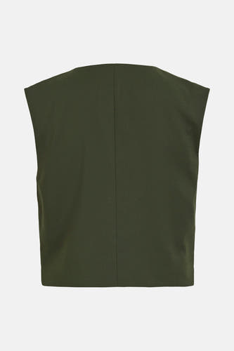 Mouwloos groen vest van VILA®, met een strakke snit en een naad in het midden op de rug.