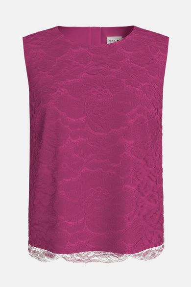Chemise rose à manches courtes de VILA®, avec texture et fermeture à boutons sur le dos et bordures.