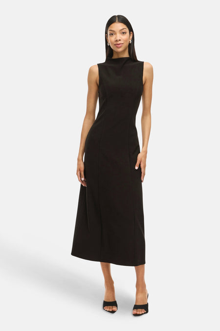 VIANYA FUNNELNECK S/L MIDI DRESS/BFS