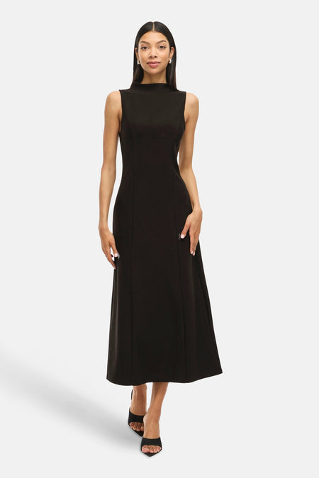 VIANYA FUNNELNECK S/L MIDI DRESS/BFS