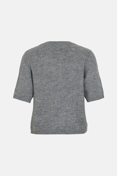 Grijs gilet van VILA® met korte mouwen en een fijne, gebreide textuur.