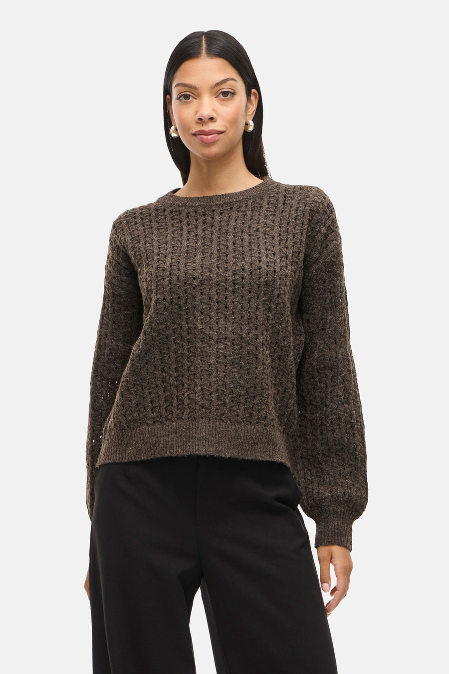 Pull met ronde hals - bruin - VILA®