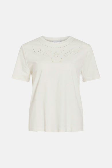 VIPAVIA EMB O-NECK S/S TOP/PB