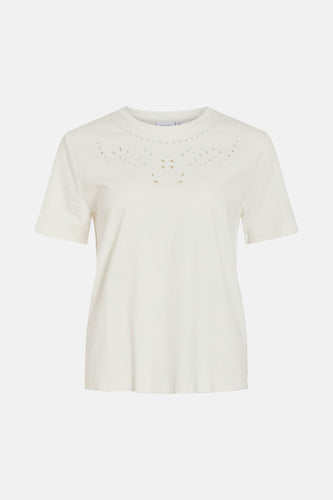 VIPAVIA EMB O-NECK S/S TOP/PB