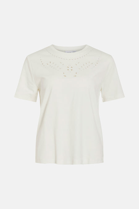 VIPAVIA EMB O-NECK S/S TOP/PB