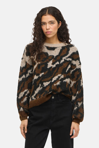 Pull met ronde hals - bruin