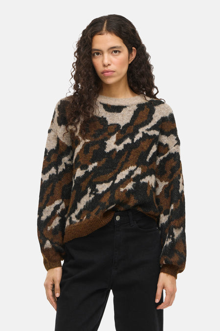 Pull met ronde hals - bruin