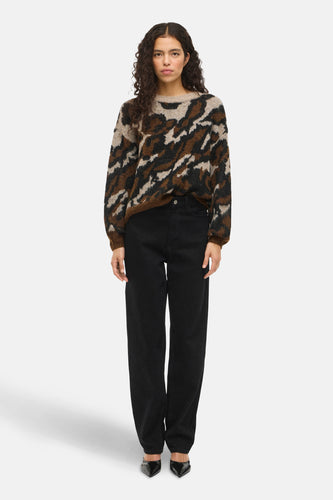 Pull met ronde hals - bruin