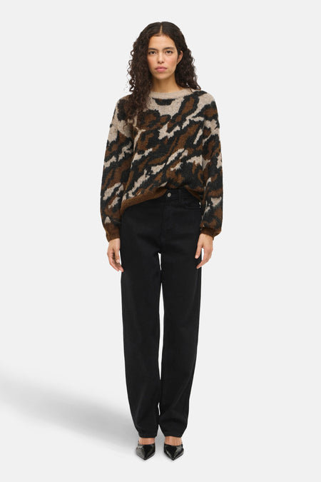 Pull met ronde hals - bruin