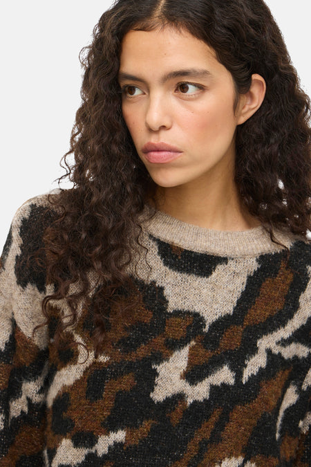 Pull met ronde hals - bruin