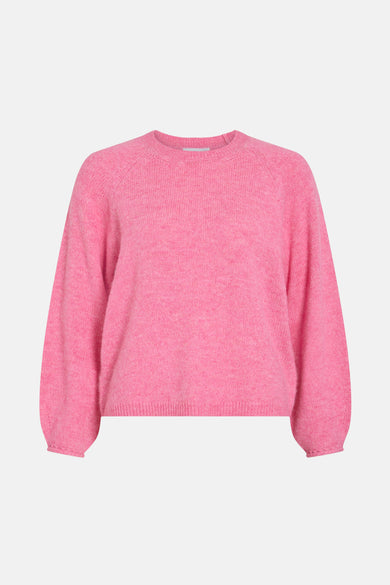 Roze trui met ronde hals van VILA®, met lange mouwen en een zachte textuur.
