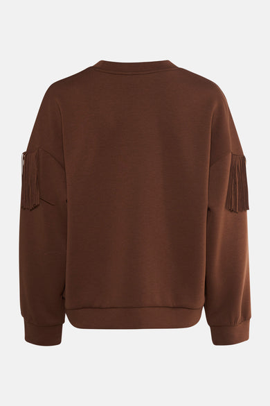 Gilet marron de VILA, avec des franges sur les manches.