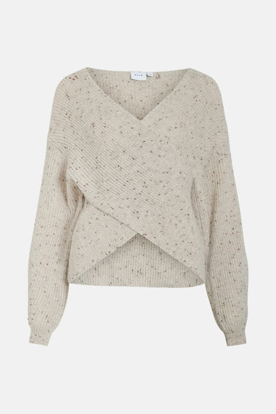 Gilet beige de VILA®, avec des manches longues et un motif tricoté fin en côtes.
