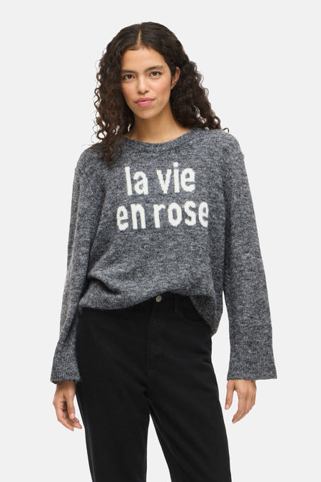 Pull met ronde hals - grijs
