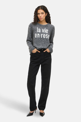 Pull met ronde hals - grijs