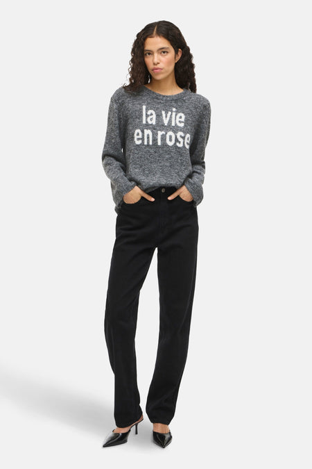 Pull met ronde hals - grijs