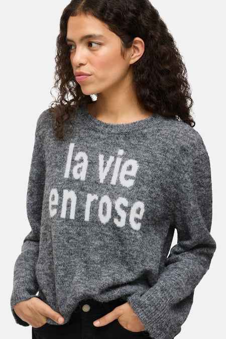 Pull met ronde hals - grijs