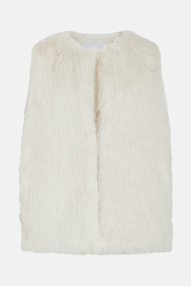 Gilet bodywarmer écru de VILA®, avec une texture fausse fourrure douce.