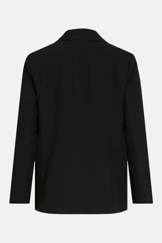 Zwarte blazer van VILA® met lange mouwen en reverskraag, gezien van achteren.