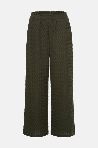 Pantalon vert de VILA® avec une ceinture élastique et une texture zigzag unique.
