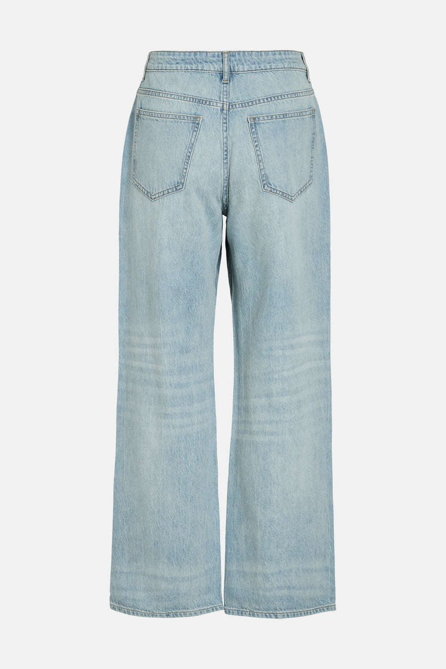 Lichtblauwe denim jeans wide van VILA, met achterzakken en wijde pijpen.