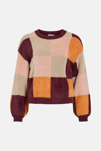 VIHALLO O-NECK L/S JACQUARD KNIT TOP/PB
